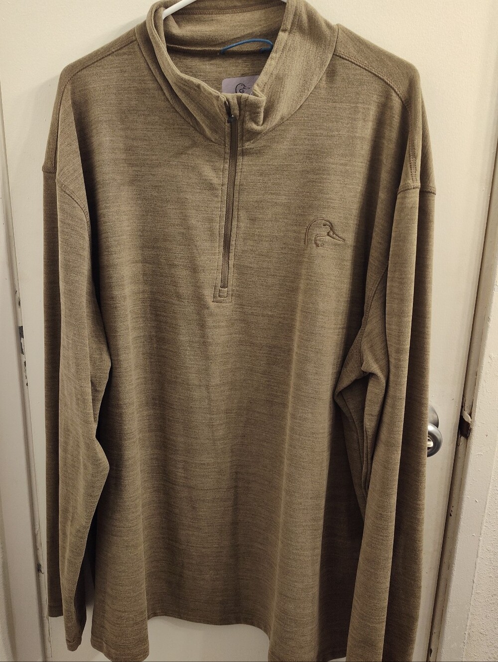 Ducks Unlimited Men's 1/4 Zip Pullover Sweater - Olive Brown NWOT